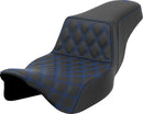 Lattice Stitch Step-Up Seat Black / Blue For Harley Davidson FLH 1868 ABS - 30.5 CM