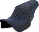 Lattice Stitch Step-Up Seat Black / Blue For Harley Davidson FLH 1868 ABS - 76 CM