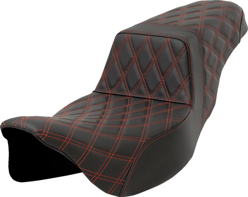Lattice Stitch Step-Up Seat Black / Red For Harley Davidson FLHR 1584 - 40.5 CM