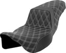 Lattice Stitch Step-Up Seat Black / White For Harley Davidson FLHR 1584 - 40.5 CM