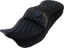 Roadsofa™ Lattice Stitch Seat Black / Blue For Harley Davidson FLHR 1584 - 38 CM