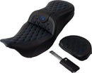 Roadsofa™ Lattice Stitch Seat Black / Blue For Harley Davidson FLHR 1584 - 38 CM