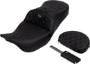 Roadsofa™ Lattice Stitch Seat Black / Grey For Harley Davidson FLHR 1584 - 38 CM