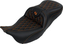 Roadsofa™ Lattice Stitch Seat Black / Orange For Harley Davidson FLHR 1584 - 78.5 CM
