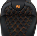 Roadsofa™ Lattice Stitch Seat Black / Orange For Harley Davidson FLHR 1584 - 78.5 CM