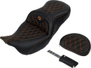 Roadsofa™ Lattice Stitch Seat Black / Orange For Harley Davidson FLHR 1584 - 78.5 CM
