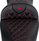 Roadsofa™ Lattice Stitch Seat Black / Red For Harley Davidson FLHR 1584 - 78.5 CM