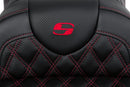 Roadsofa™ Lattice Stitch Seat Black / Red For Harley Davidson FLHR 1584 - 78.5 CM