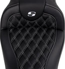 Roadsofa™ Lattice Stitch Seat Black / White For Harley Davidson FLHR 1584 - 78.5 CM