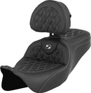 Roadsofa™ Lattice Stitch Seat Black / White For Harley Davidson FLHR 1584 - 78.5 CM