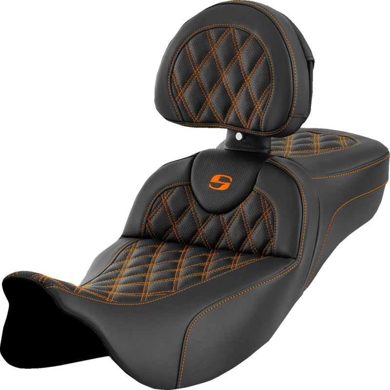 Roadsofa™ Extended Reach Seat Black For Harley Davidson FLH 1868 ABS - 42 CM