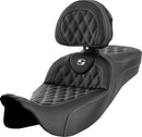 Roadsofa™ Extended Reach Seat Black / White For Harley Davidson FLH 1868 ABS - 42 CM
