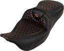 Honeycomb Roadsofa™ Seat Black / Orange For Harley Davidson FLHR 1584 ABS - 39.5 CM