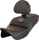 Honeycomb Roadsofa™ Seat Black / Orange For Harley Davidson FLH 1868 ABS - 39.5 CM