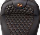Honeycomb Roadsofa™ Seat Black / Orange For Harley Davidson FLH 1868 ABS - 39.5 CM