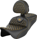 Honeycomb Roadsofa™ Seat Black / Gold For Harley Davidson FLH 1868 ABS - 39.5 CM