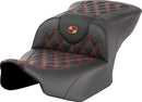 Roadsofa™ Lattice Stitch Seat Black / Orange For Harley Davidson FLHX 1923 ABS - 40.5 CM