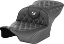 Roadsofa™ Lattice Stitch Seat Black / White For Harley Davidson FLHX 1923 ABS - 40.5 CM