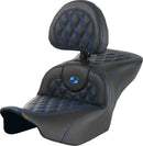Roadsofa™ Lattice Stitch Seat Black / Blue For Harley Davidson FLHX 1923 ABS - 33 CM