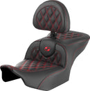 Roadsofa™ Lattice Stitch Seat Black / Red For Harley Davidson FLTRXSTSE 1977 ABS - 77.5 CM