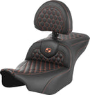 Honeycomb Roadsofa™ Seat Black / Orange For Harley Davidson FLHX 1923 ABS - 77.5 CM