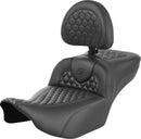 Roadsofa™ Extended Reach Seat With Backrest Black For Harley Davidson FLHX 1923 ABS - 44.5 CM