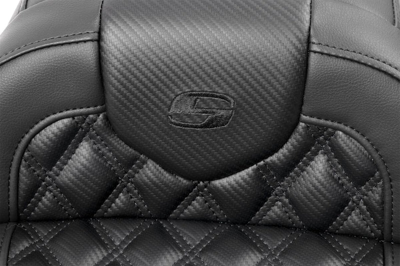Roadsofa™ Lattice Stitch Seat Without Backrest Black For Harley Davidson FLHX 1923 ABS - 33 CM