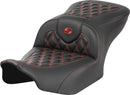 Roadsofa™ Lattice Stitch Seat Black / Red For Harley Davidson FLHX 1923 ABS - 77.5 CM