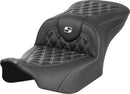Roadsofa™ Lattice Stitch Seat Without Backrest Carbon Fiber For Harley Davidson FLHX 1923 ABS - 33 CM