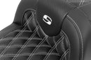 Roadsofa™ Lattice Stitch Seat Without Backrest Carbon Fiber For Harley Davidson FLHX 1923 ABS - 33 CM
