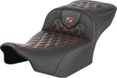 Roadsofa™ Extended Reach Seat Black / Orange For Harley Davidson FLHX 1923 ABS - 28 CM