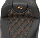 Roadsofa™ Extended Reach Seat Black / Orange For Harley Davidson FLHX 1923 ABS - 28 CM