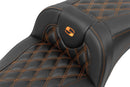 Roadsofa™ Extended Reach Seat Black / Orange For Harley Davidson FLHX 1923 ABS - 28 CM