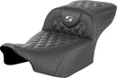 Roadsofa™ Extended Reach Seat Carbon Fiber Silver Stitch For Harley Davidson FLHX 1923 ABS - 44.5 CM