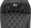 Roadsofa™ Extended Reach Seat Carbon Fiber Silver Stitch For Harley Davidson FLHX 1923 ABS - 44.5 CM