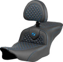 Dragon Scale Stitch RoadSofa Seat Black / Blue For Harley Davidson FLHXU 1977 ABS 2025