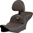 Dragon Scale Stitch RoadSofa Seat Black / Orange For Harley Davidson FLHXU 1977 ABS 2025