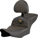 Dragon Scale Stitch RoadSofa Seat Black / Gold For Harley Davidson FLHXU 1977 ABS 2025