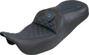 RoadSofa Tri Gripper Seat Black / Blue For Harley Davidson FLH 1868 ABS 2021 - 33 CM