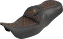RoadSofa Tri Gripper Seat Black / Orange For Harley Davidson FLH 1868 ABS 2021 - 78.74 CM
