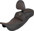 Extended Reach RoadSofa Tri Gripper Seat Black / Orange For Harley Davidson FLH 1868 ABS 2021 - 44.5 CM