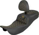 RoadSofa Tri Gripper Seat Black / Gold For Harley Davidson FLH 1868 ABS 2021 - 29.2 CM