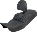 RoadSofa Tri Gripper Seat Black / Blue For Harley Davidson FLH 1868 ABS 2021 - 39.5 CM