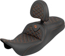RoadSofa Tri Gripper Seat Black / Orange For Harley Davidson FLH 1868 ABS 2021 - 33 CM
