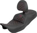RoadSofa Tri Gripper Seat Black / Red For Harley Davidson FLH 1868 ABS 2021 - 33 CM