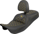 RoadSofa Tri Gripper Seat Black / Gold For Harley Davidson FLH 1868 ABS 2021 - 33 CM