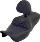 Dragon Scale Stitch RoadSofa Seat Black / Blue For Harley Davidson FLH 1868 ABS 2021 - 39.5 CM