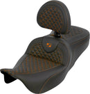 Dragon Scale Stitch RoadSofa Seat Black / Orange For Harley Davidson FLH 1868 ABS 2021 - 39.5 CM