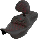 Dragon Scale Stitch RoadSofa Seat Black / Red For Harley Davidson FLH 1868 ABS 2021 - 33 CM