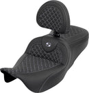 Dragon Scale Stitch RoadSofa Seat Black / Silver For Harley Davidson FLH 1868 ABS 2021 - 39.5 CM
